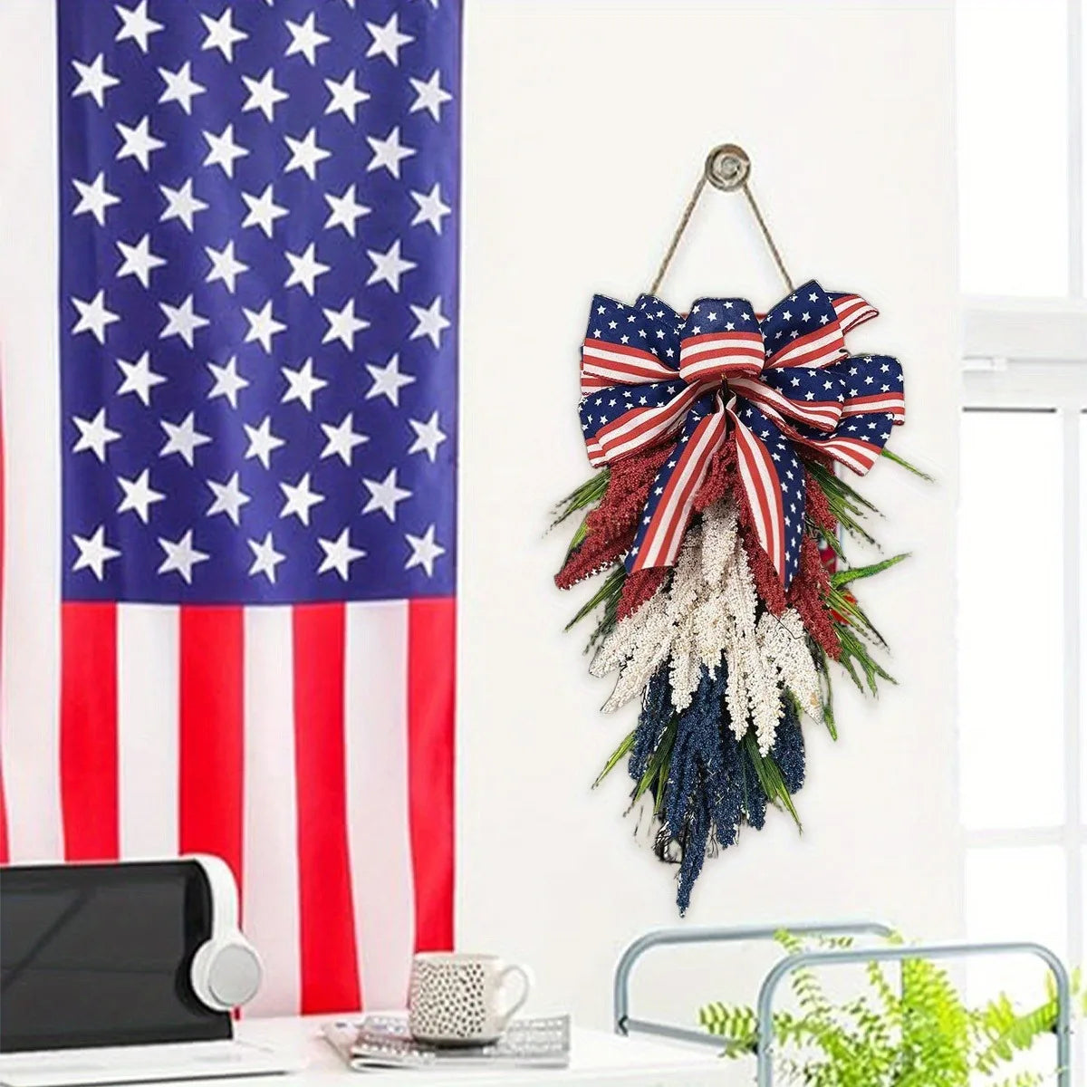 Memorial Day Hanging Garland 4Th of July Patriotic Wreath