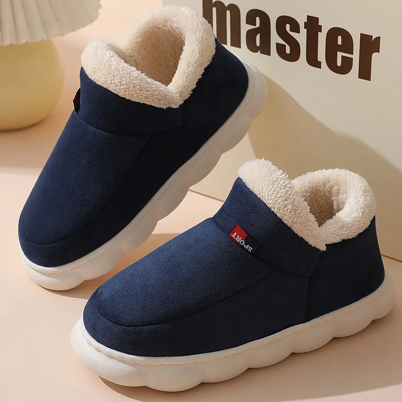 Litfun Warm Fluffy Men Cotton Indoor Slippers Antiskid Fur