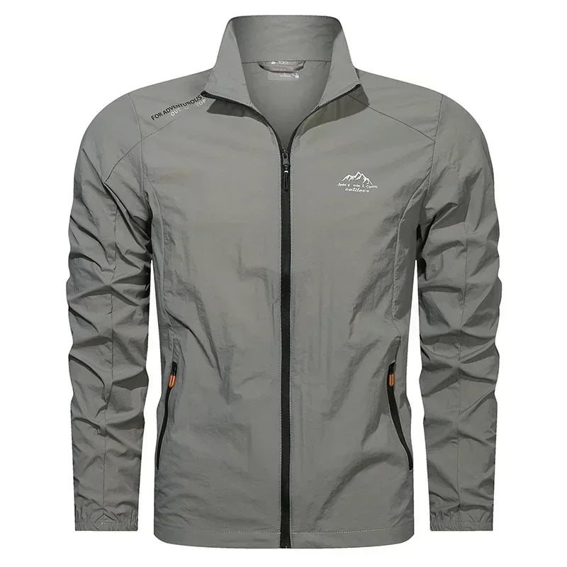 UPF100 Men Summer Windbreaker Zip Pockets Breathable Jacket