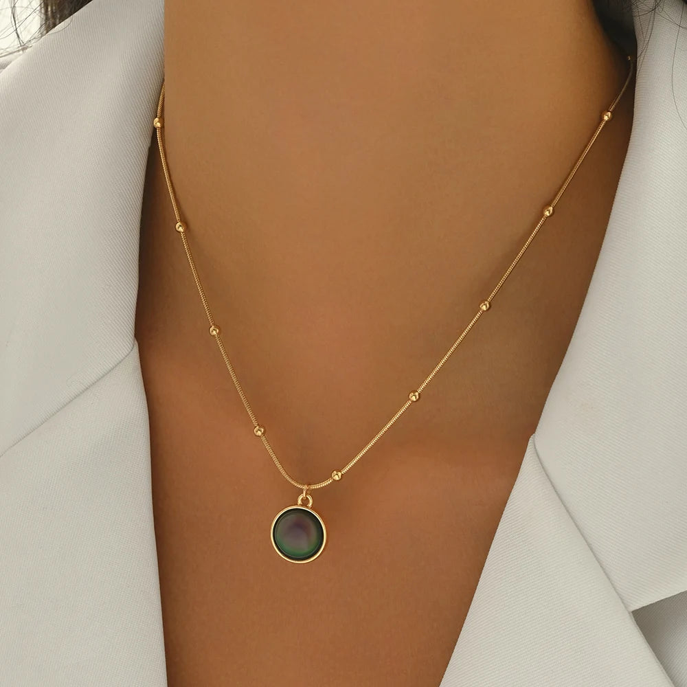 Lxalry 18K Gold-Plated Mood Necklace Hypoallergenic Jewelry