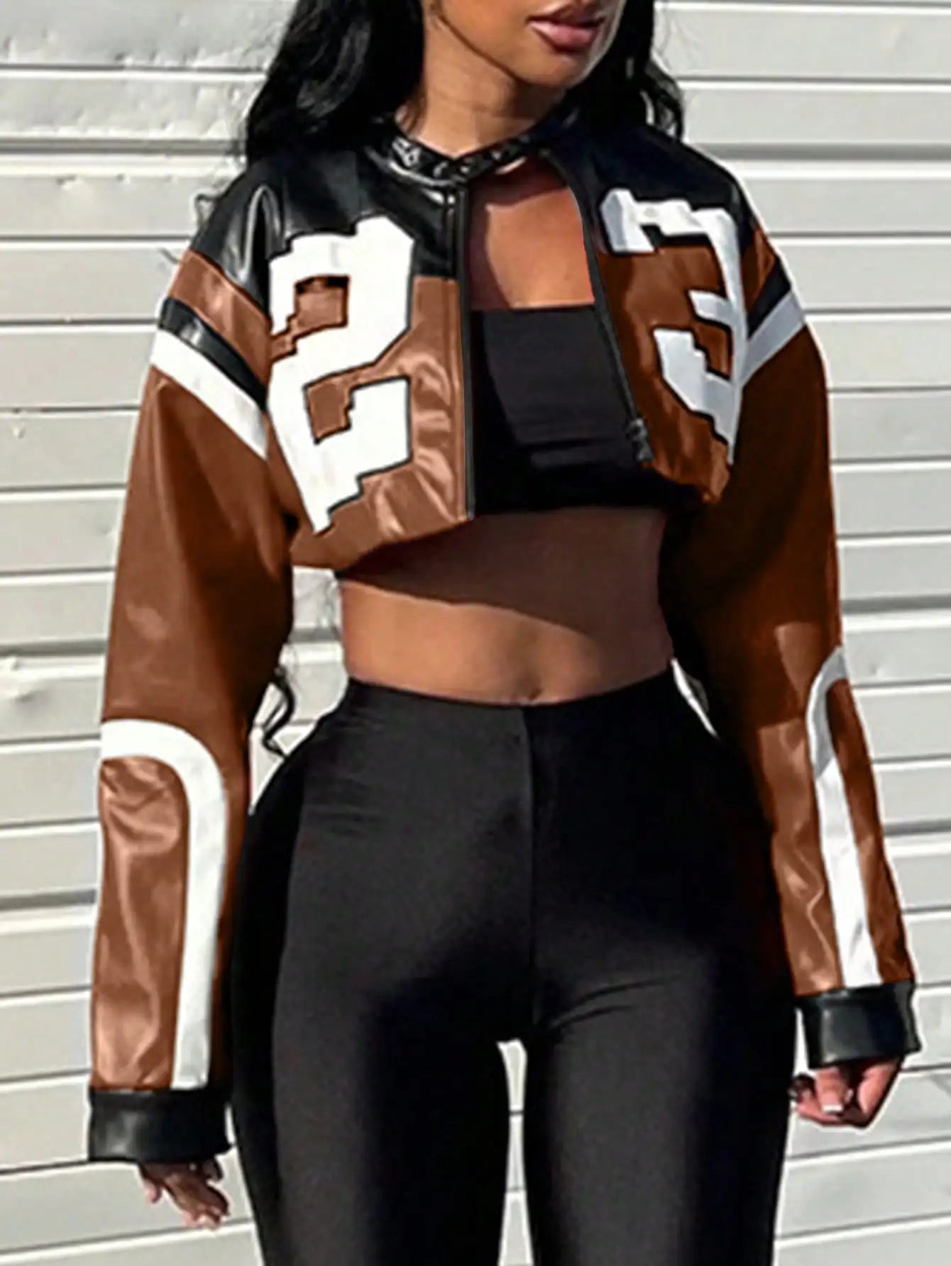 Deals To Love Womens Faux Leather Bomber Jacket Edgy Style