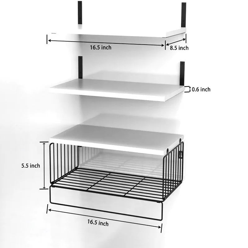 Wall Mounted Floating Shelves 3 Set Wood Bathroom Shelves
