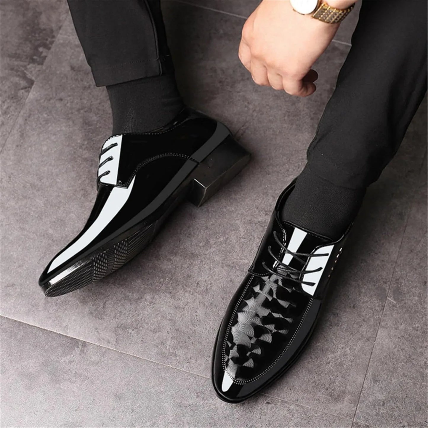 Men's Oxford Shoes Moire Pattern Formal Business Dress Shoes