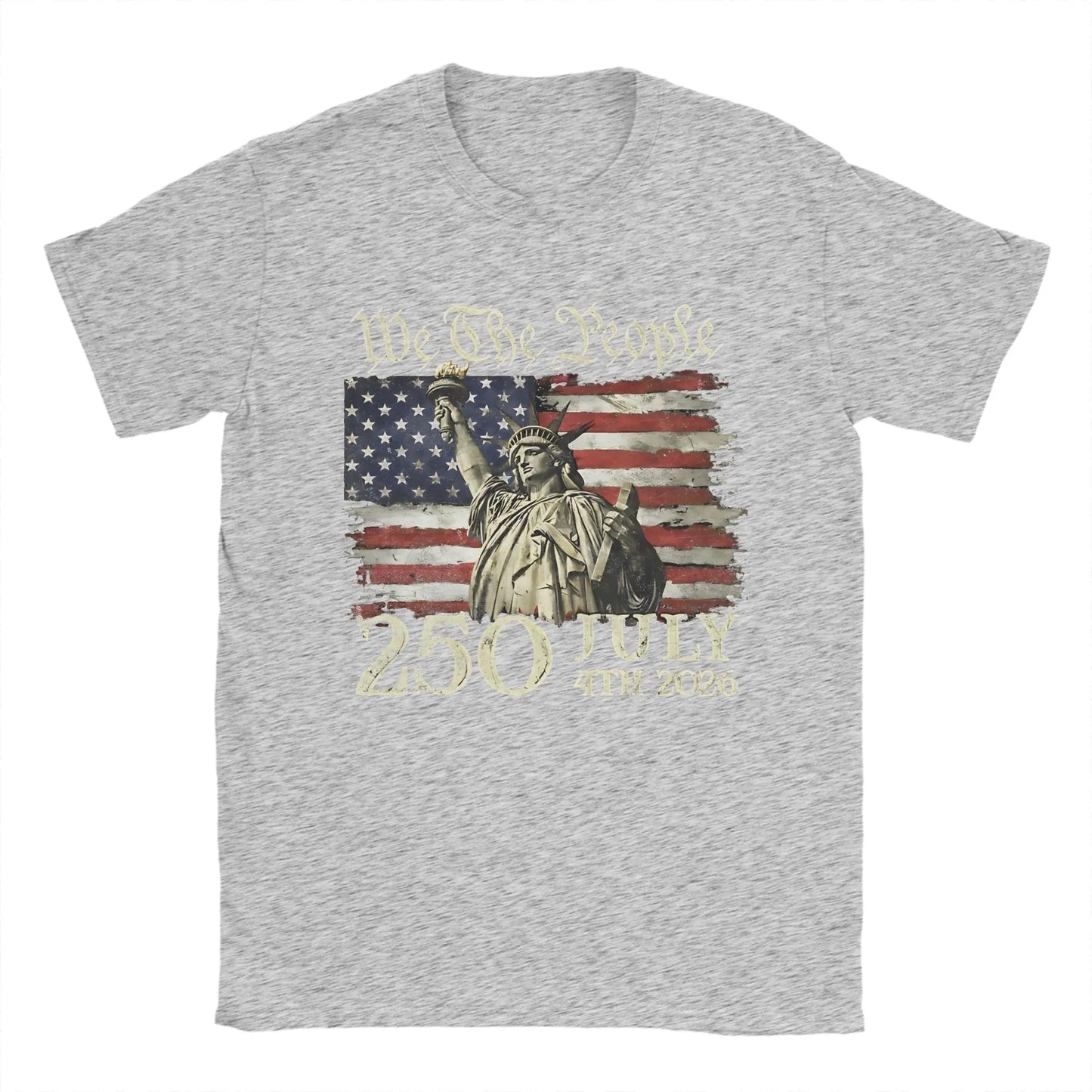 250 Years America 250 1776 2026 250th Anniversary US Flag T Shirt Men's 100% Cotton Vintage T-Shirt Short Sleeve Clothes Gift