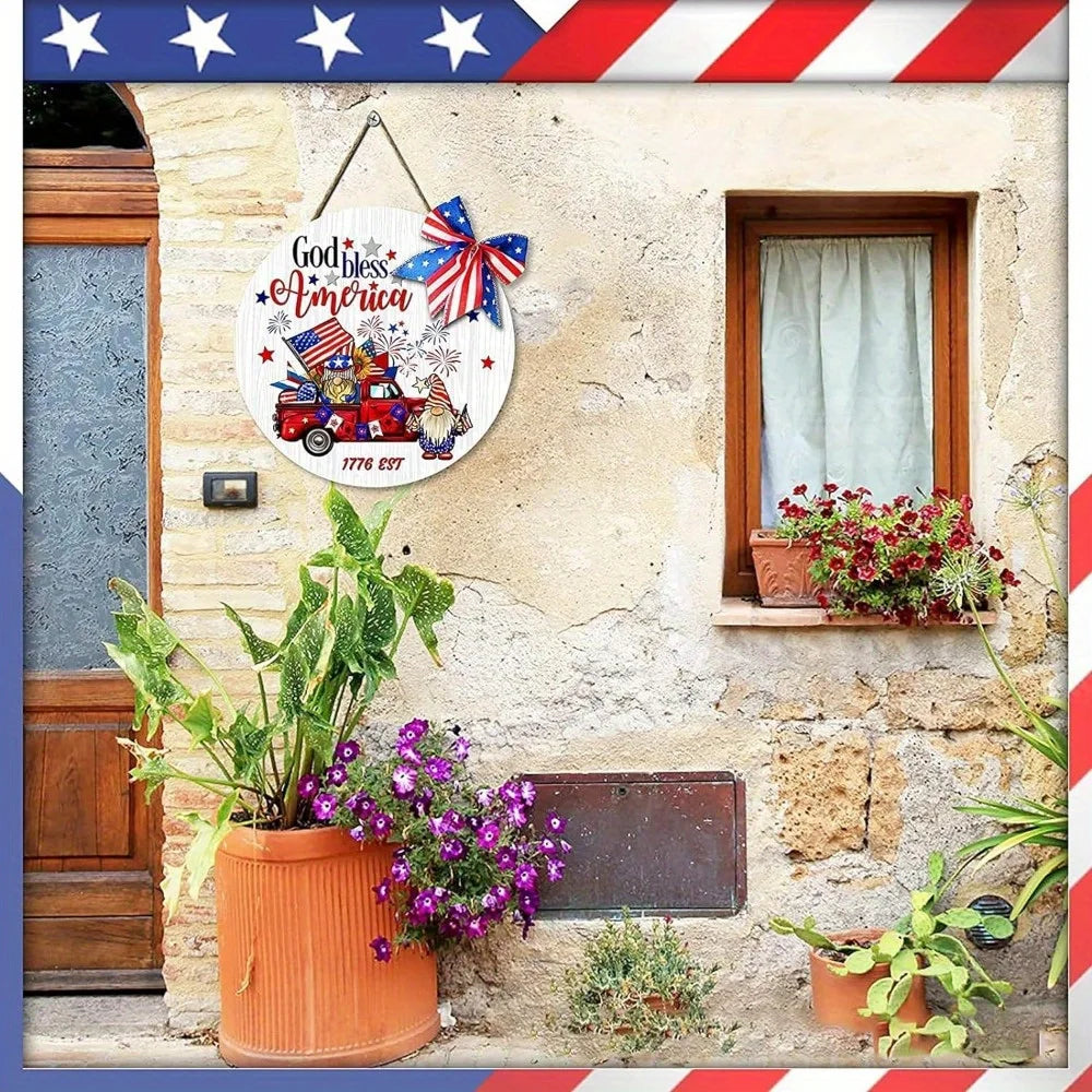 4Th of July Wreath American Flag Patriotic Hanging Decor