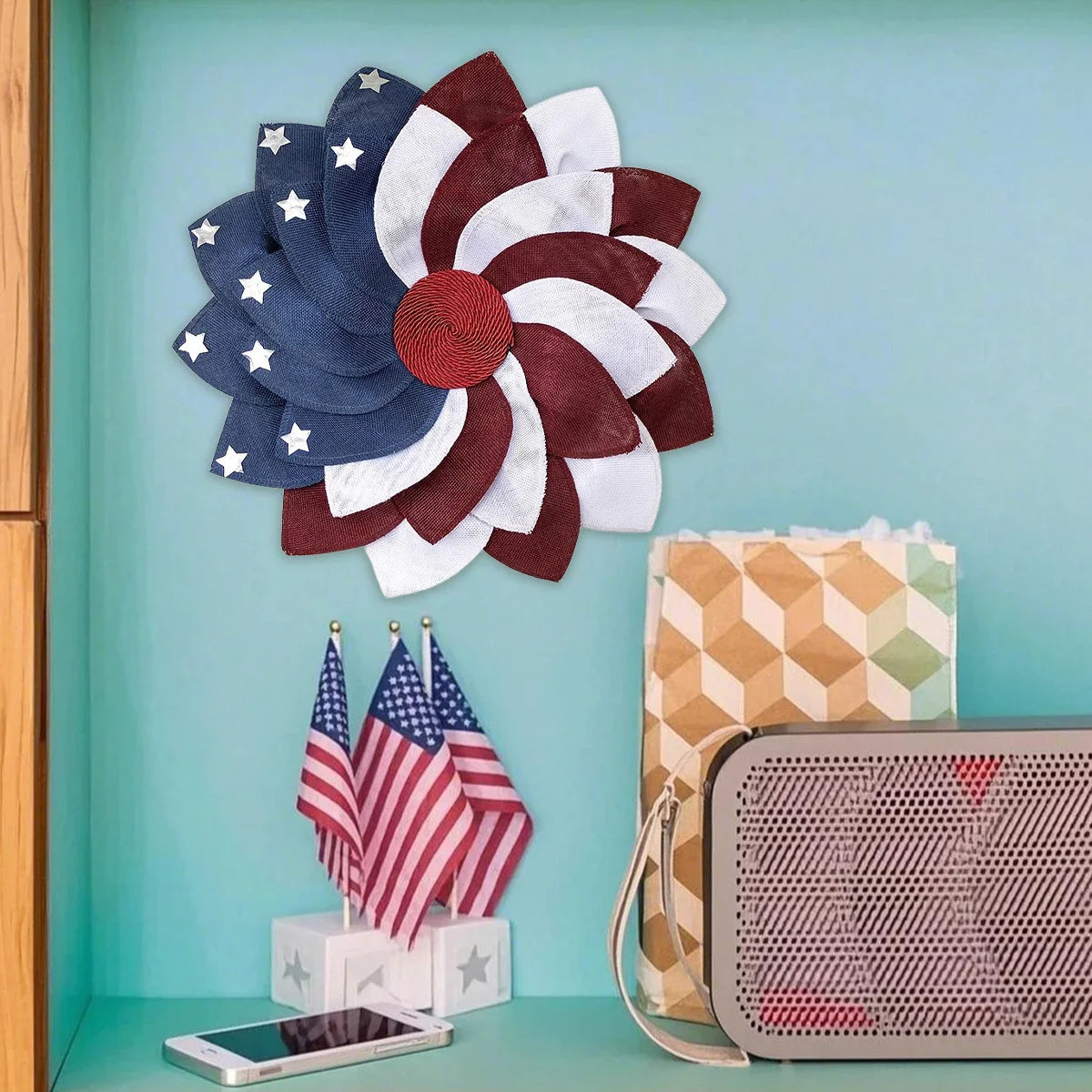 4Th of July Patriotic Wreath for Front Door Decor