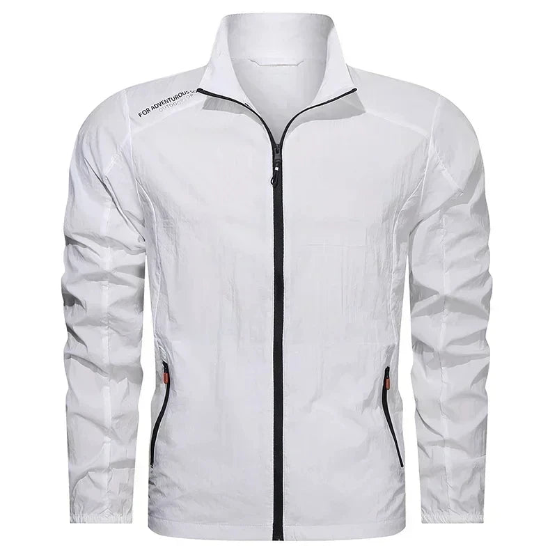UPF100 Men Summer Windbreaker Zip Pockets Breathable Jacket
