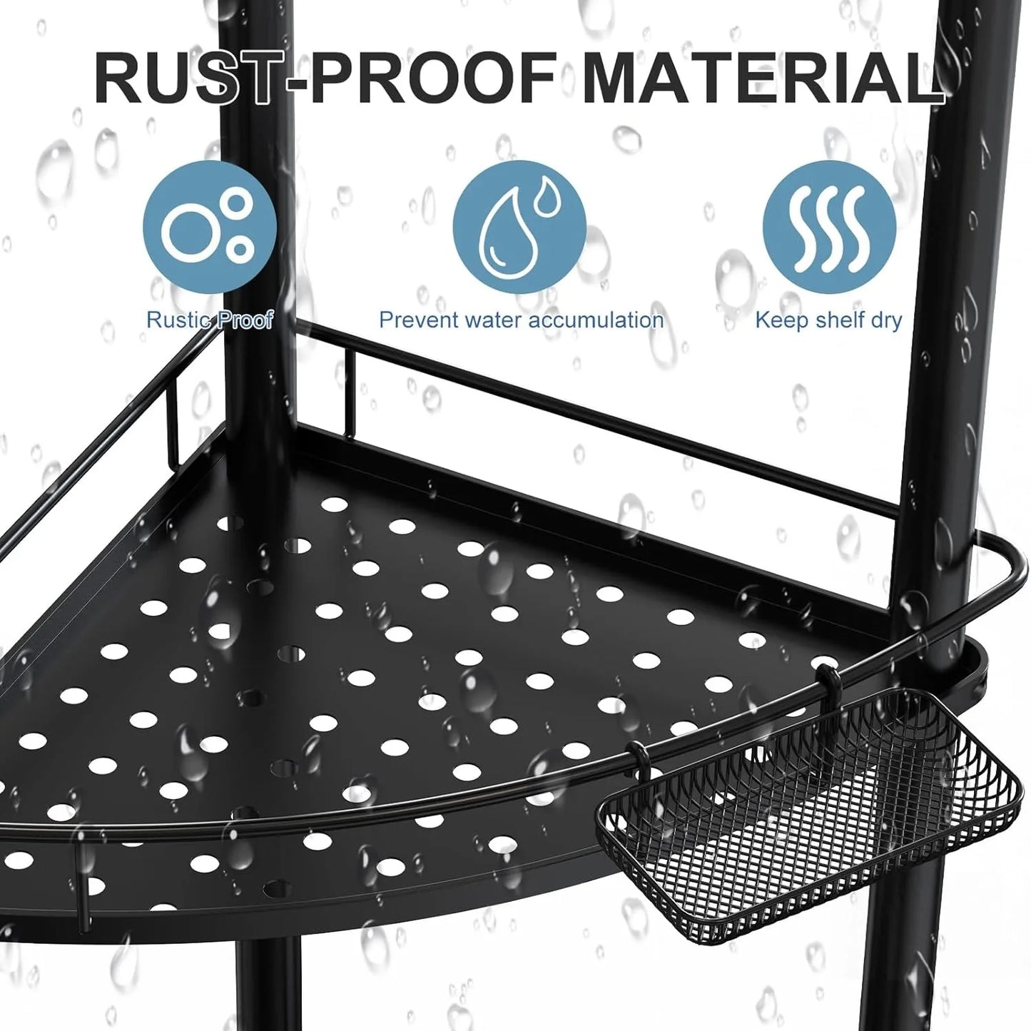 4-Tier Corner Shower Caddy Organizer - Rustproof Metal Shelf