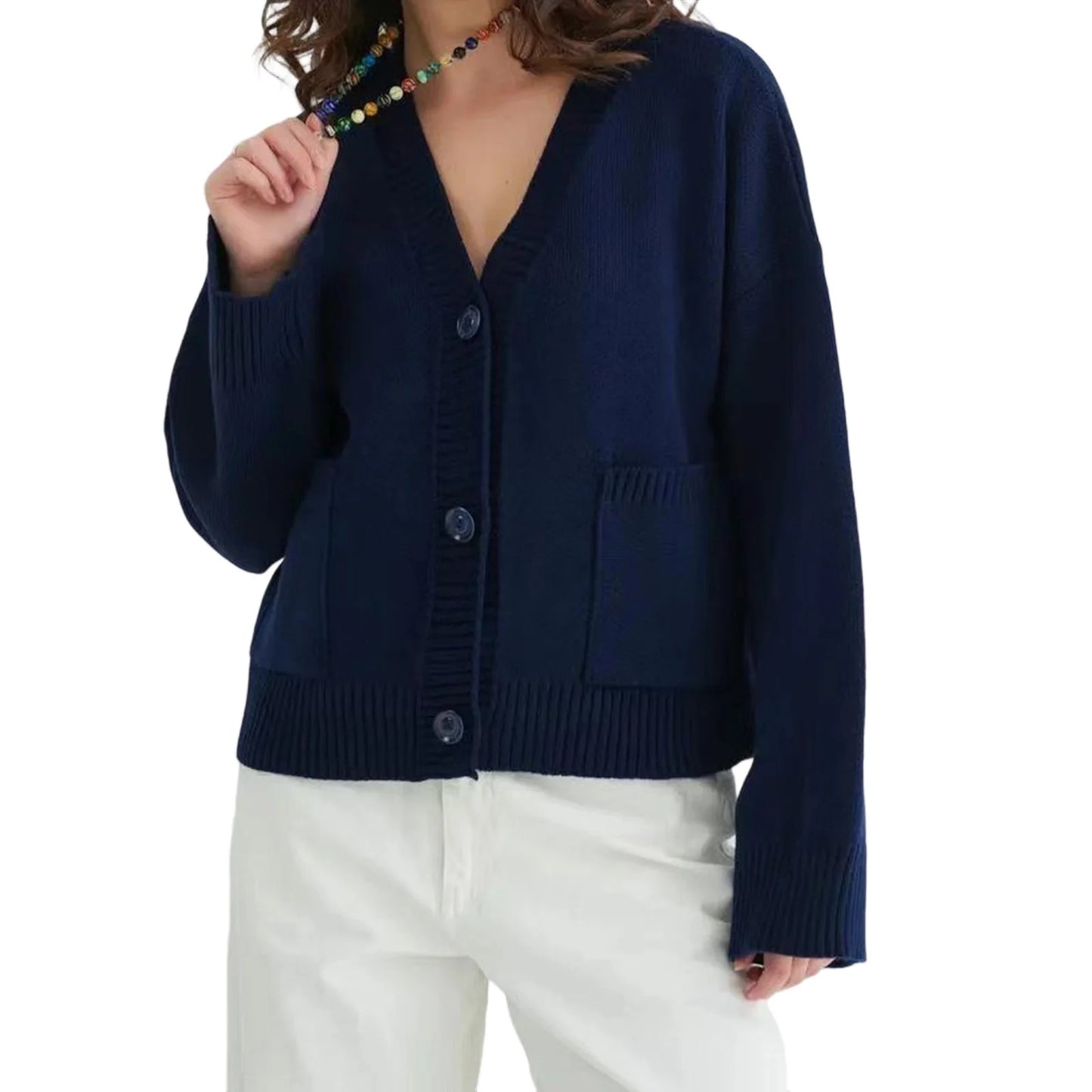 Hirigin Women's Long Sleeve V Neck Cardigan With Pockets