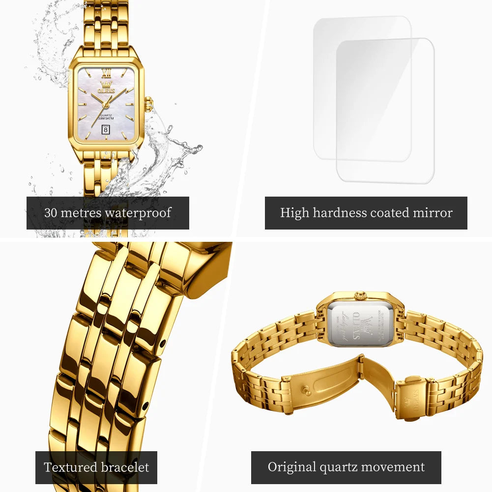 OLEVS Womens Stainless Steel Quartz Watch Waterproof Elegant
