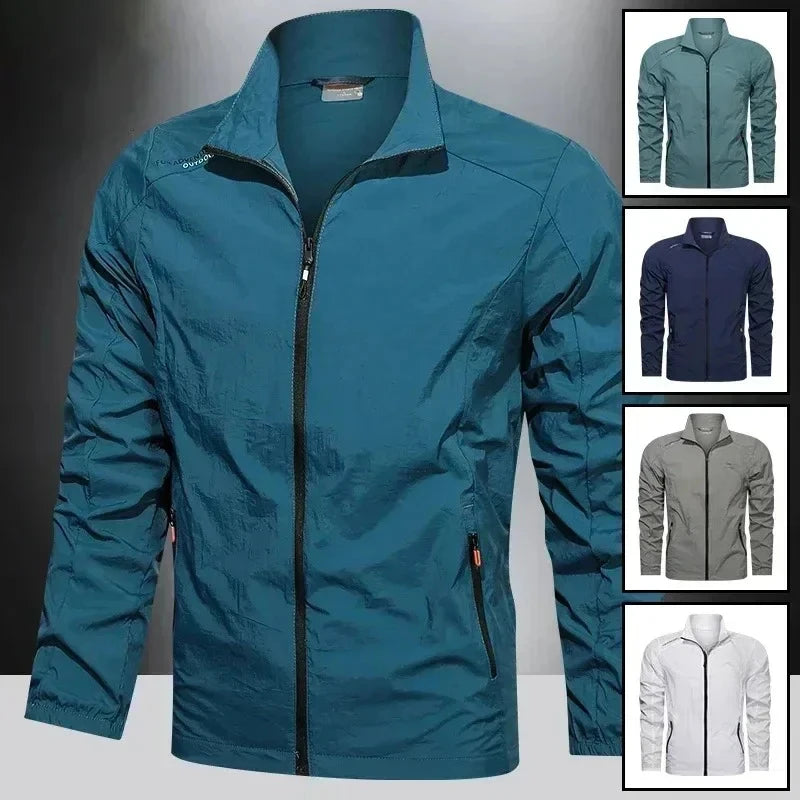 UPF100 Men Summer Windbreaker Zip Pockets Breathable Jacket