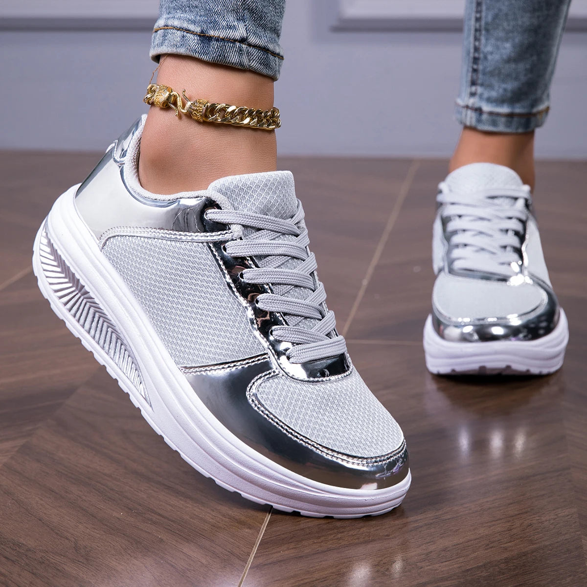 Sneakers For Women Fashion Glitter Casual Party Tennis Shoes