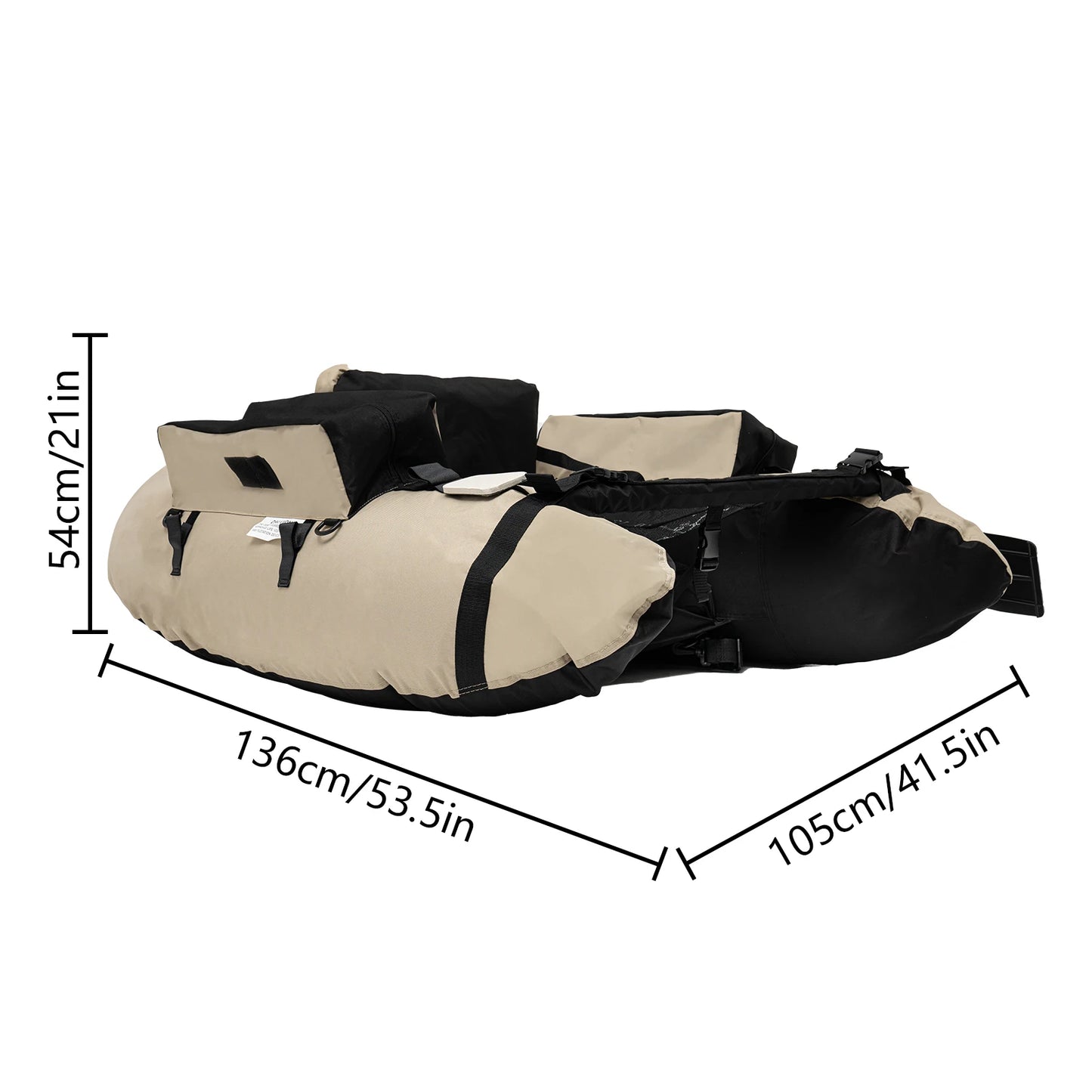 136*105cm Outdoor Khaki Inflatable Fishing Boat for Rafting