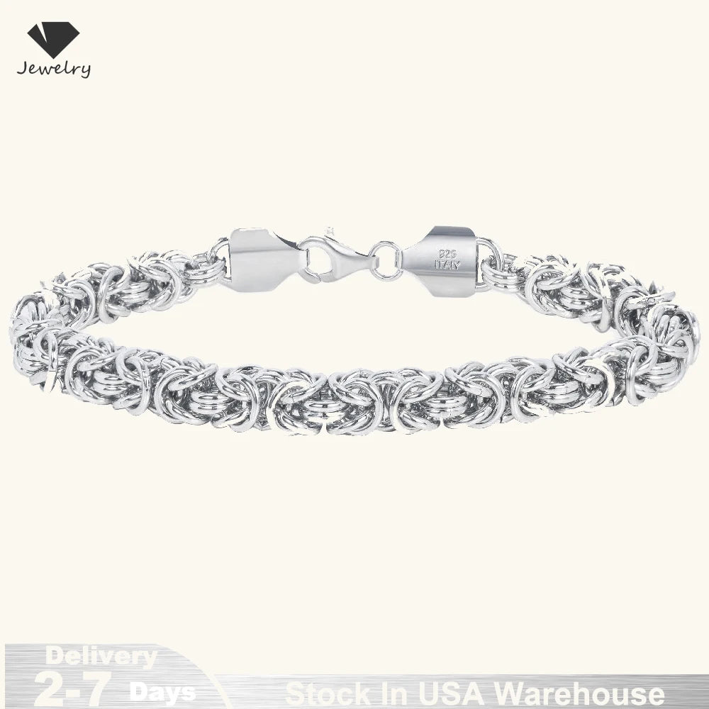 New S925 Sterling Silver Byzantine Emperor Chain Bracelet