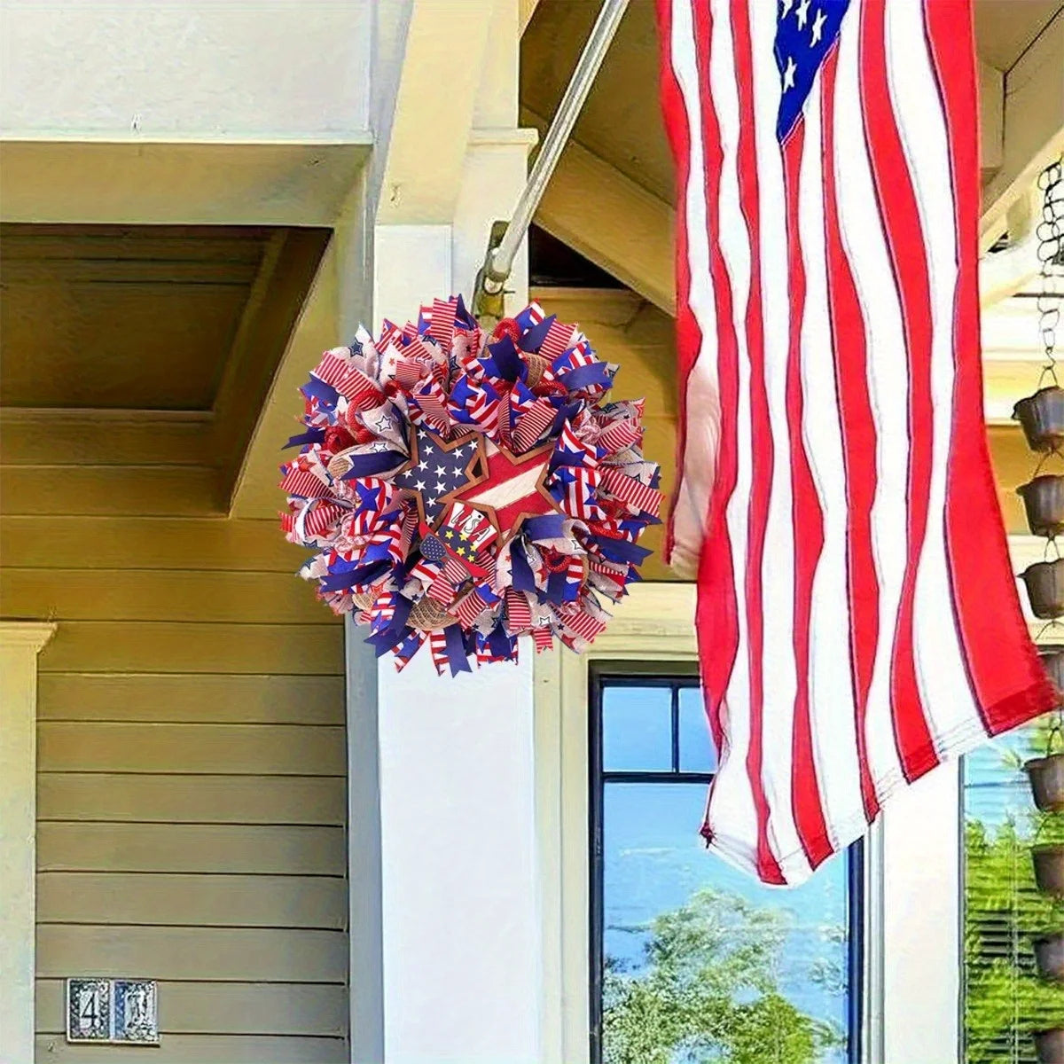American Independence Day Wreath Handmade Home Decor 15.75in
