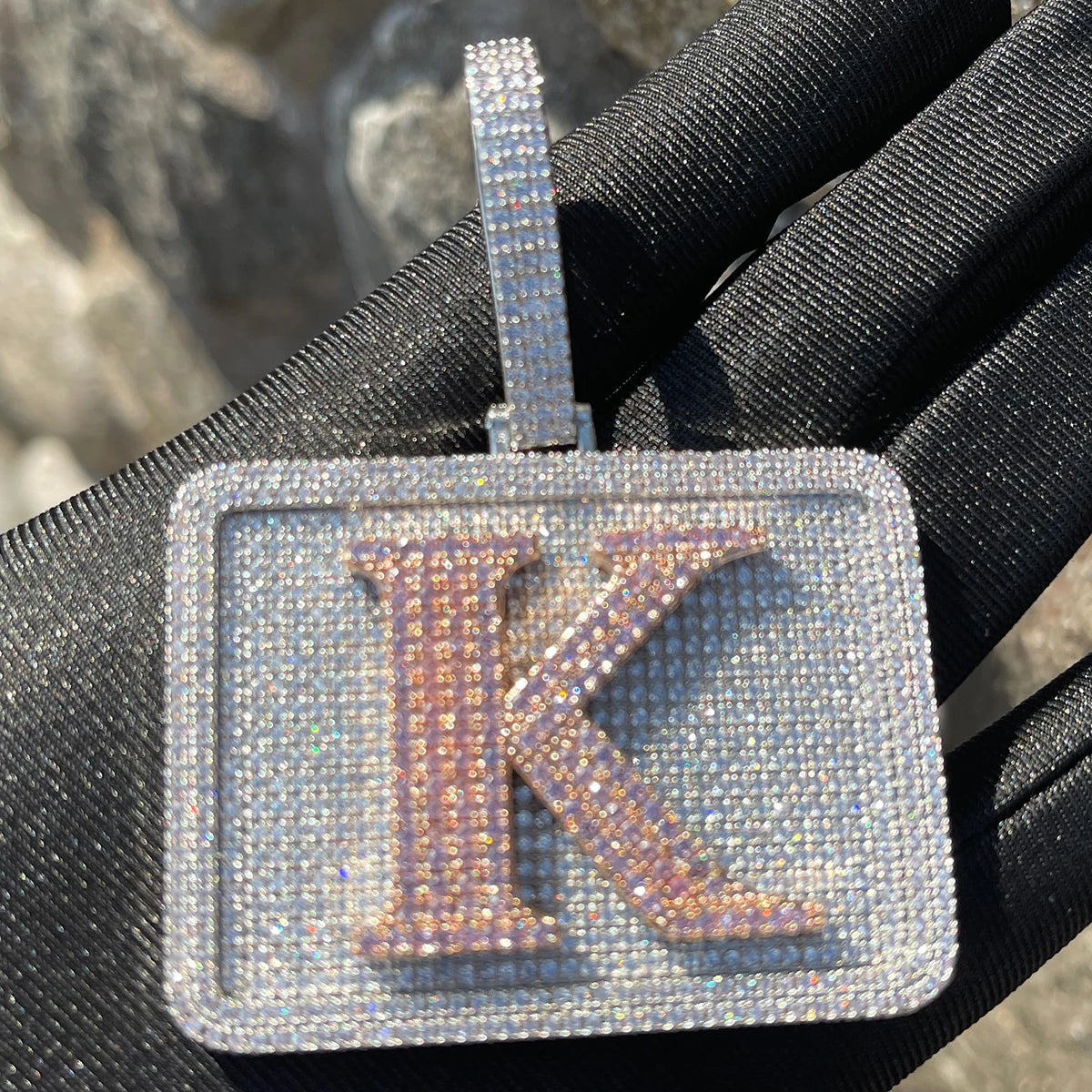 Bubble Letter Custom Name Necklace for Men Iced Out Pendant