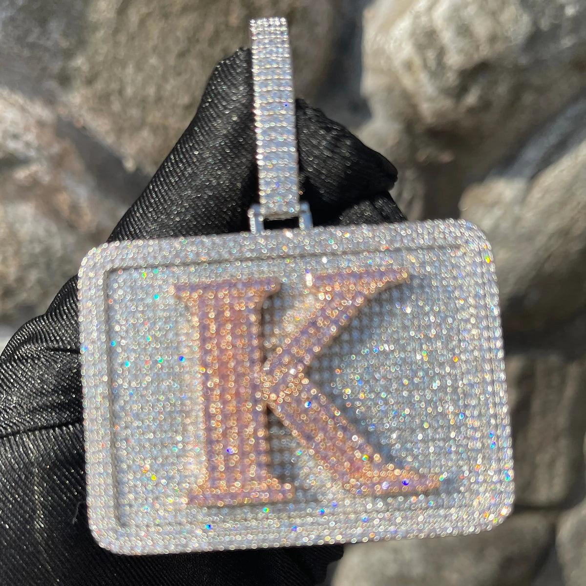 Bubble Letter Custom Name Necklace for Men Iced Out Pendant