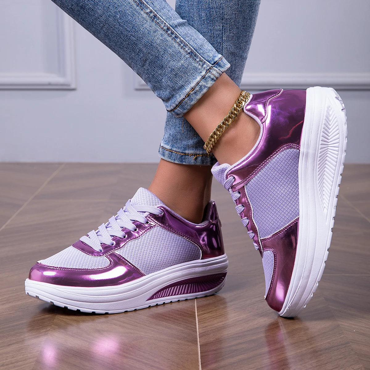 Sneakers For Women Fashion Glitter Casual Party Tennis Shoes
