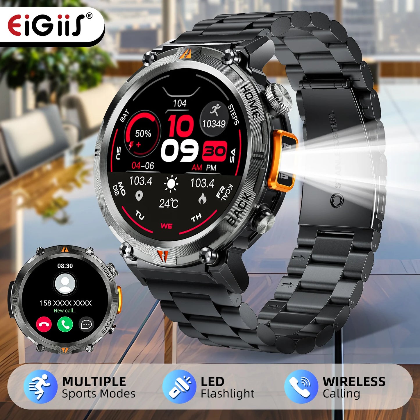 EIGIIS 2024 New KE3 Bluetooth Call Smart Watch Men Full Touch Screen