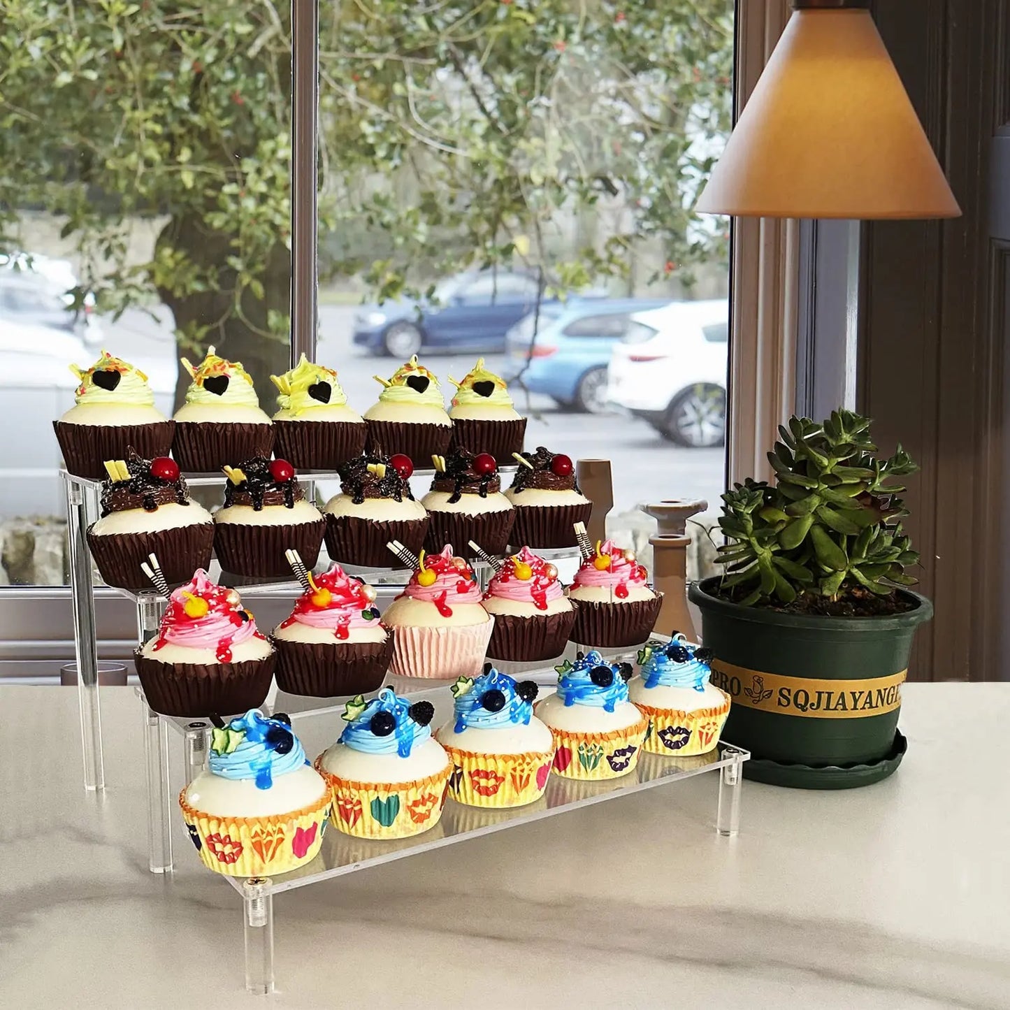 1-5 Tier Acrylic Display Stand Clear Riser Rack for Cupcakes
