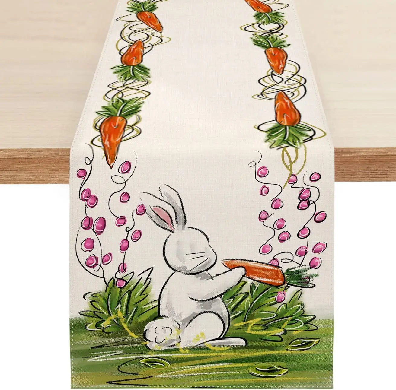 Linen Easter Table Runner Cute Bunny Dining Table Cloth 2026 Spring Holiday Happy Easter Decoration For Home Party Supplies Gift