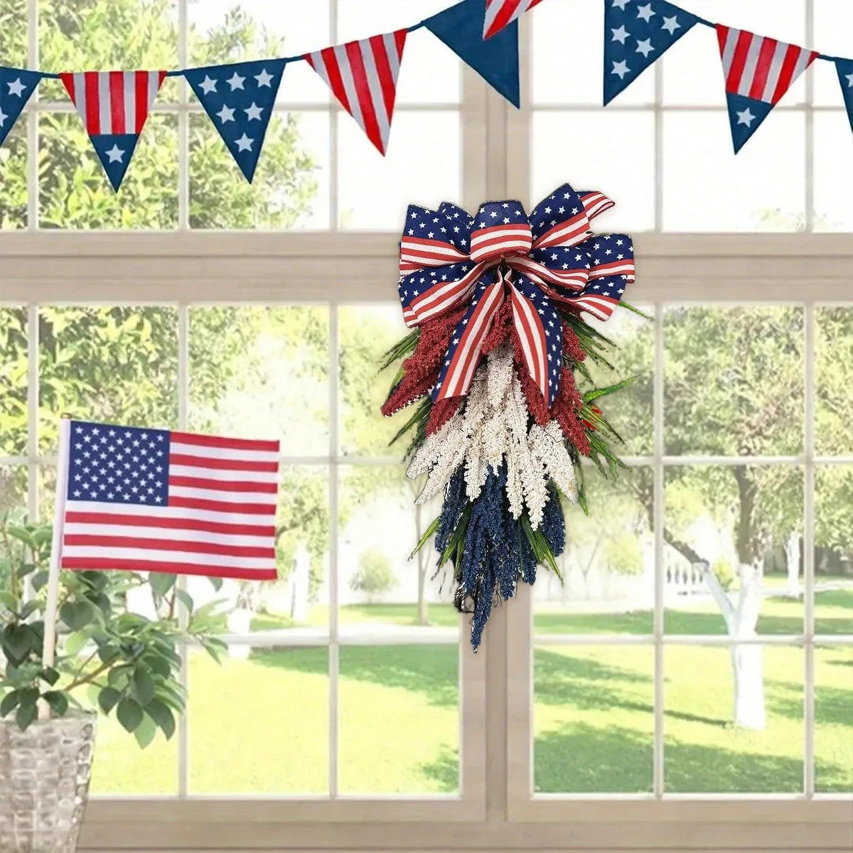 Memorial Day Hanging Garland 4Th of July Patriotic Wreath
