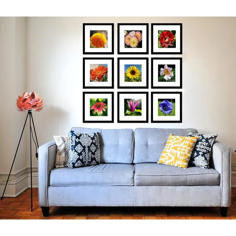 12x12 Black Picture Frame Set of 9 for 8x8 or 12x12 Photos