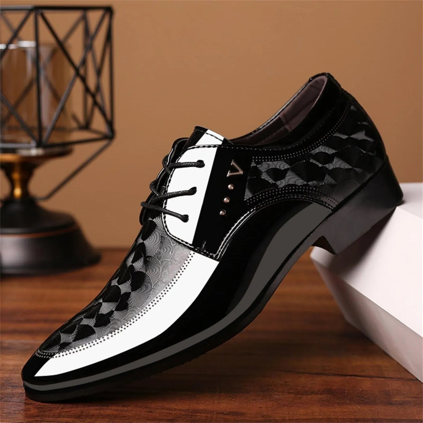 Men's Oxford Shoes Moire Pattern Formal Business Dress Shoes