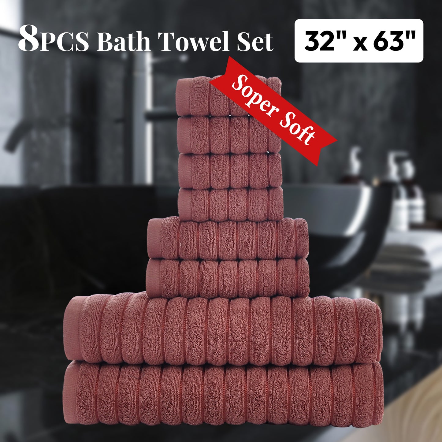 8 Pcs 16 Pcs 24 Pcs Oversized Jumbo Bath Towel Set 32X63 Extra Large Cotton Highly Absorbent Includes Luxury Bath Towels Hand Towels and Washcloths