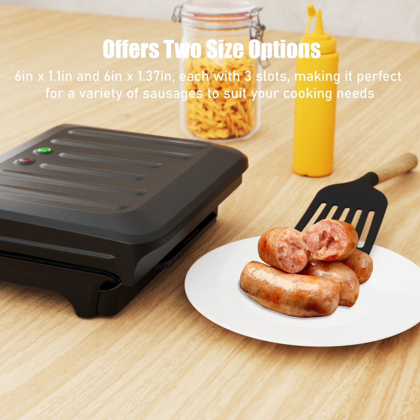 Electric Hot Dog Machine And Sausage Grill With Oil Drip Tray And Cord Storage Ideal For Veggie Sausages BBQ Or Hot Dogs Nonstick Plate For Easy Clean