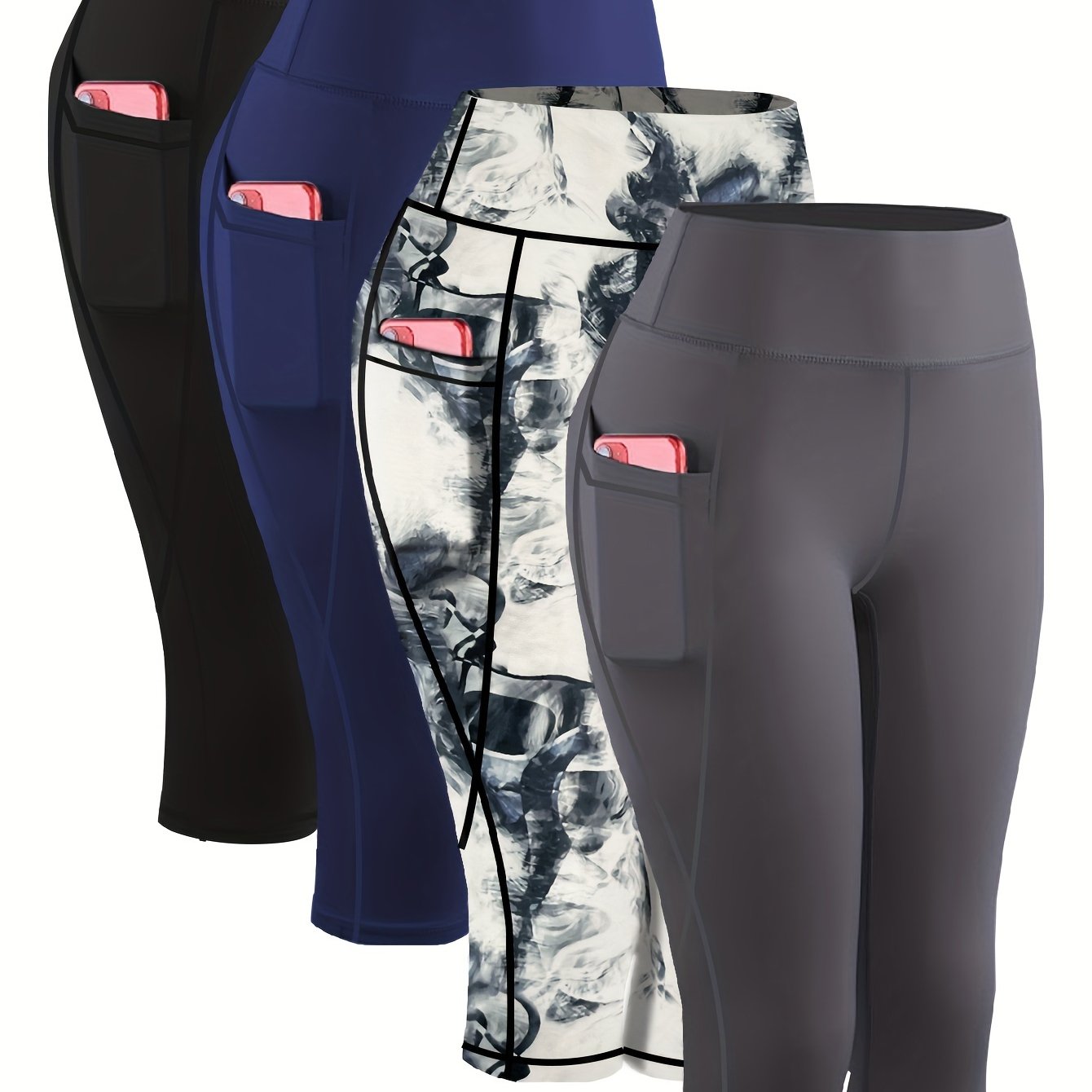 High Waisted Quick Drying Oversized Sports Leggings With Pockets