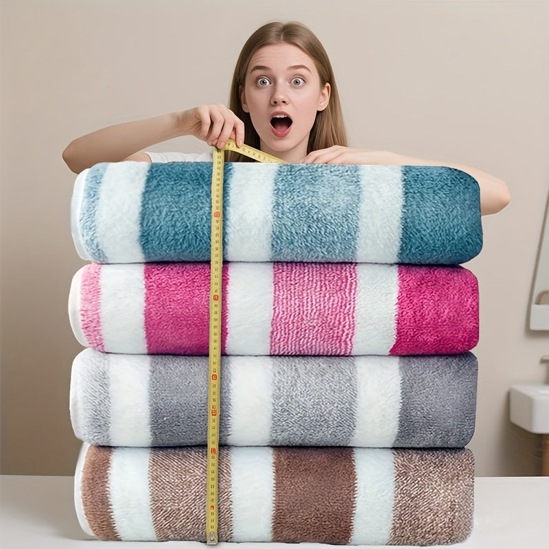 4 Piece Striped Microfiber Bath Towels Super Soft Quick Drying Absorbent Light Beige Great for Home and Family Bathrooms 27.56 X 55.12 Multicolor Pack