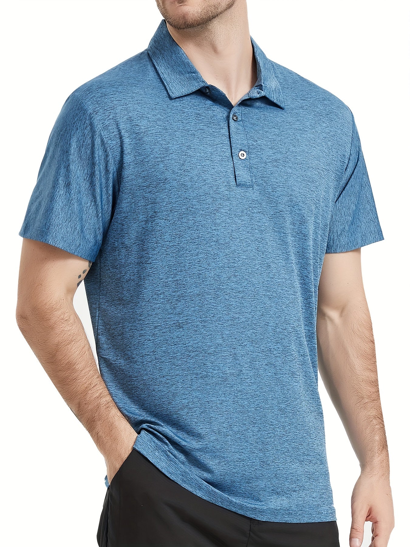 TELALEO 5 Pack Quick Dry Men's Lapel Golf T-Shirts with Sun Protection Moisture Wicking and Anti Wrinkle for Casual and Office Wear