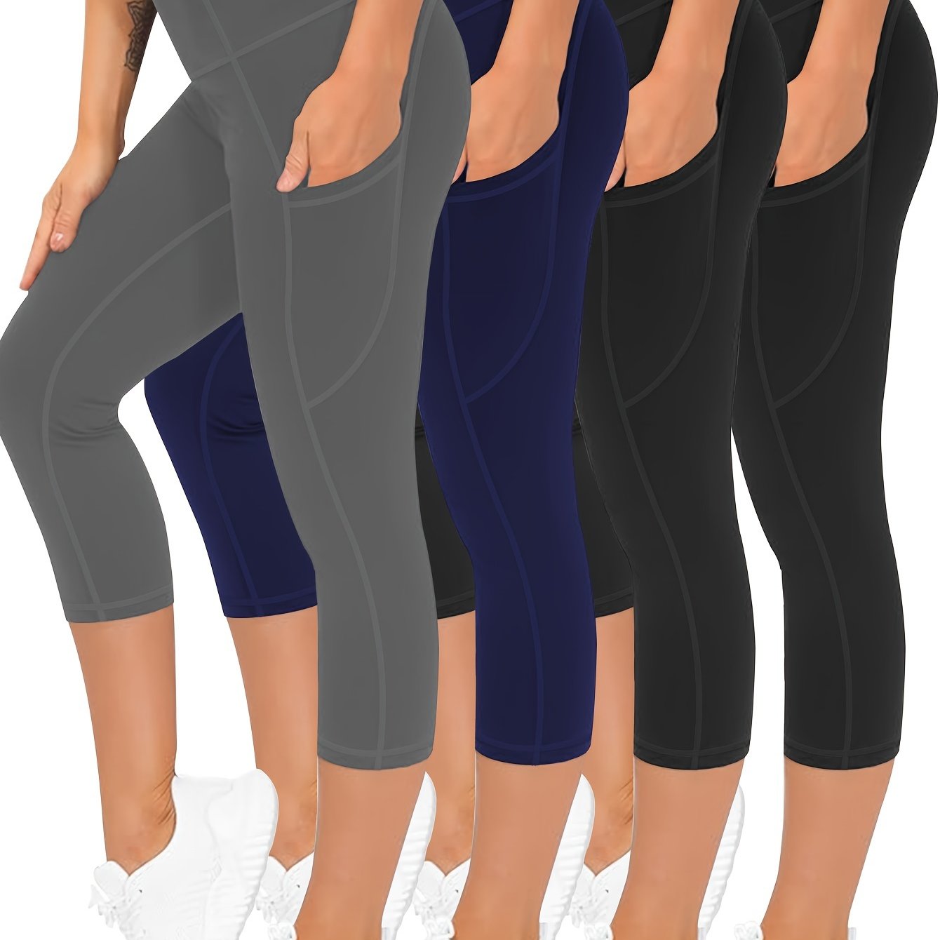 High Waisted Quick Drying Oversized Sports Leggings With Pockets