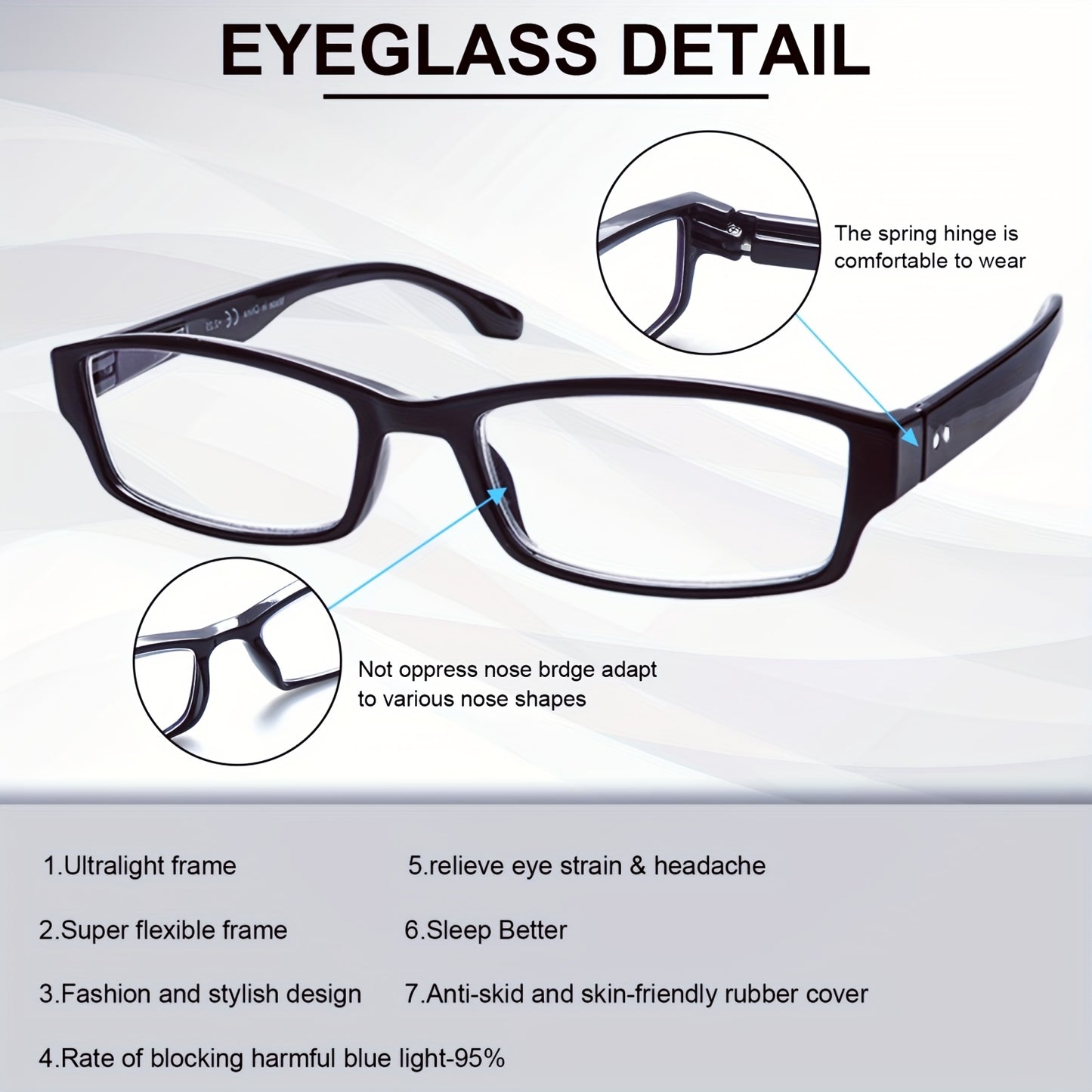 6-Pack Reading Glasses For Women Men Anti-Blue Light Readers