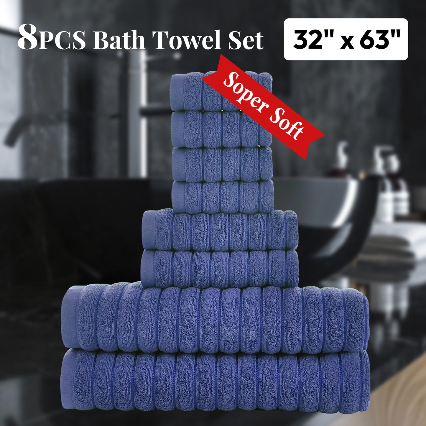 8 Pcs 16 Pcs 24 Pcs Oversized Jumbo Bath Towel Set 32X63 Extra Large Cotton Highly Absorbent Includes Luxury Bath Towels Hand Towels and Washcloths