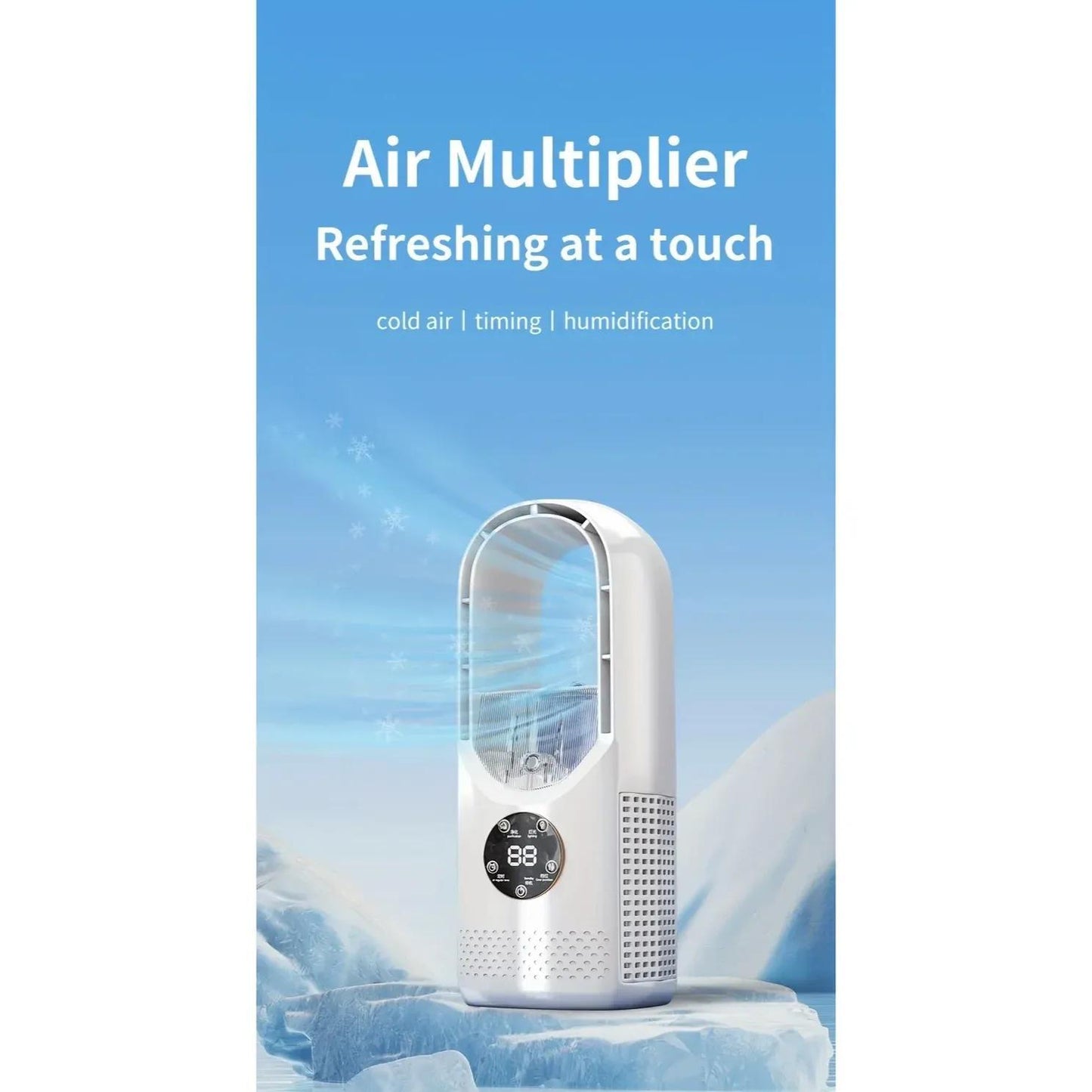 No Leaf Fan Efficient Spray Cooling Machine Three in One Office Desktop Fan USB Powered Air Cooler with Night Light Humidification Function 6 Wind Speeds Timing Function Home Dormitory Camping Mini Personal Air Conditioner