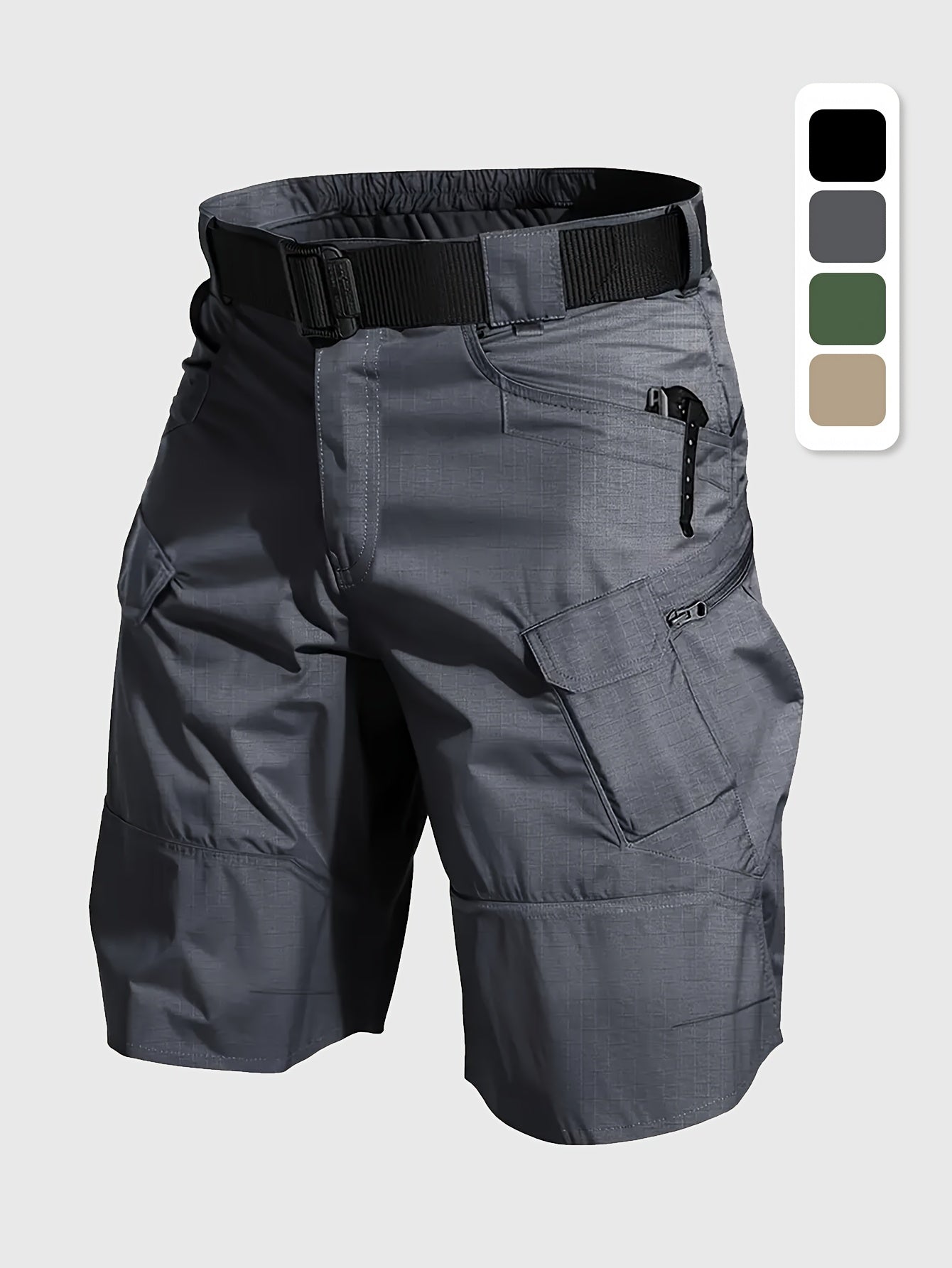 Men's Tactical Cargo Shorts Quick Dry Breathable Multi Pocket Design for Hiking Fitness Casual Wear Solid Color Non Stretch Fabric Straight Fit
