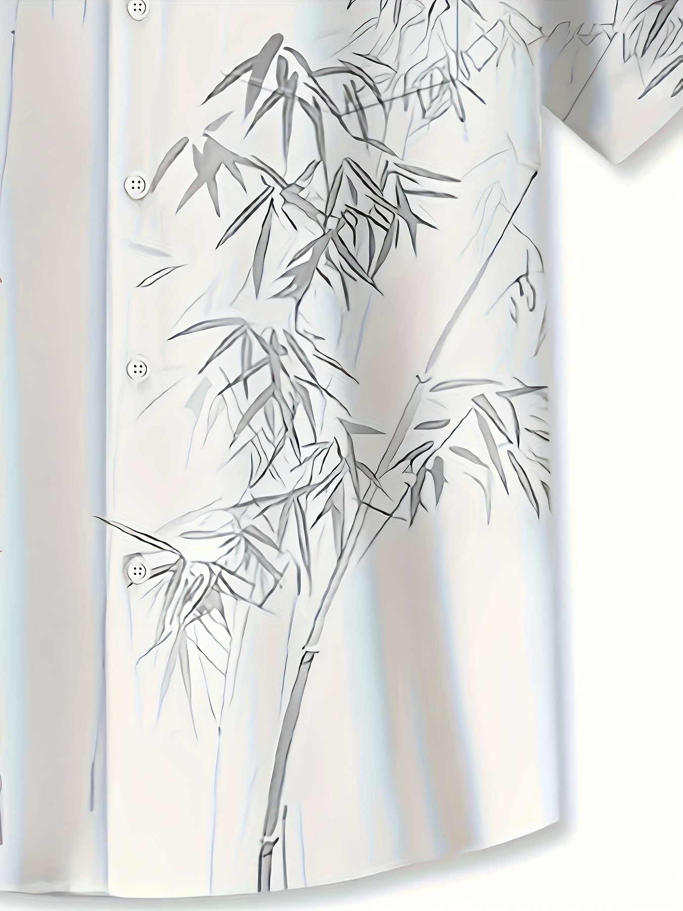Men's Hawaiian Bamboo Leaf Print Short Sleeve Shirt Lightweight Breathable Fabric Button Up with Chest Pockets Regular Fit for Summer Vacation Beach Parties and Casual Outings