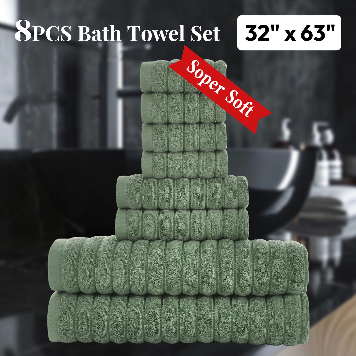 8 Pcs 16 Pcs 24 Pcs Oversized Jumbo Bath Towel Set 32X63 Extra Large Cotton Highly Absorbent Includes Luxury Bath Towels Hand Towels and Washcloths