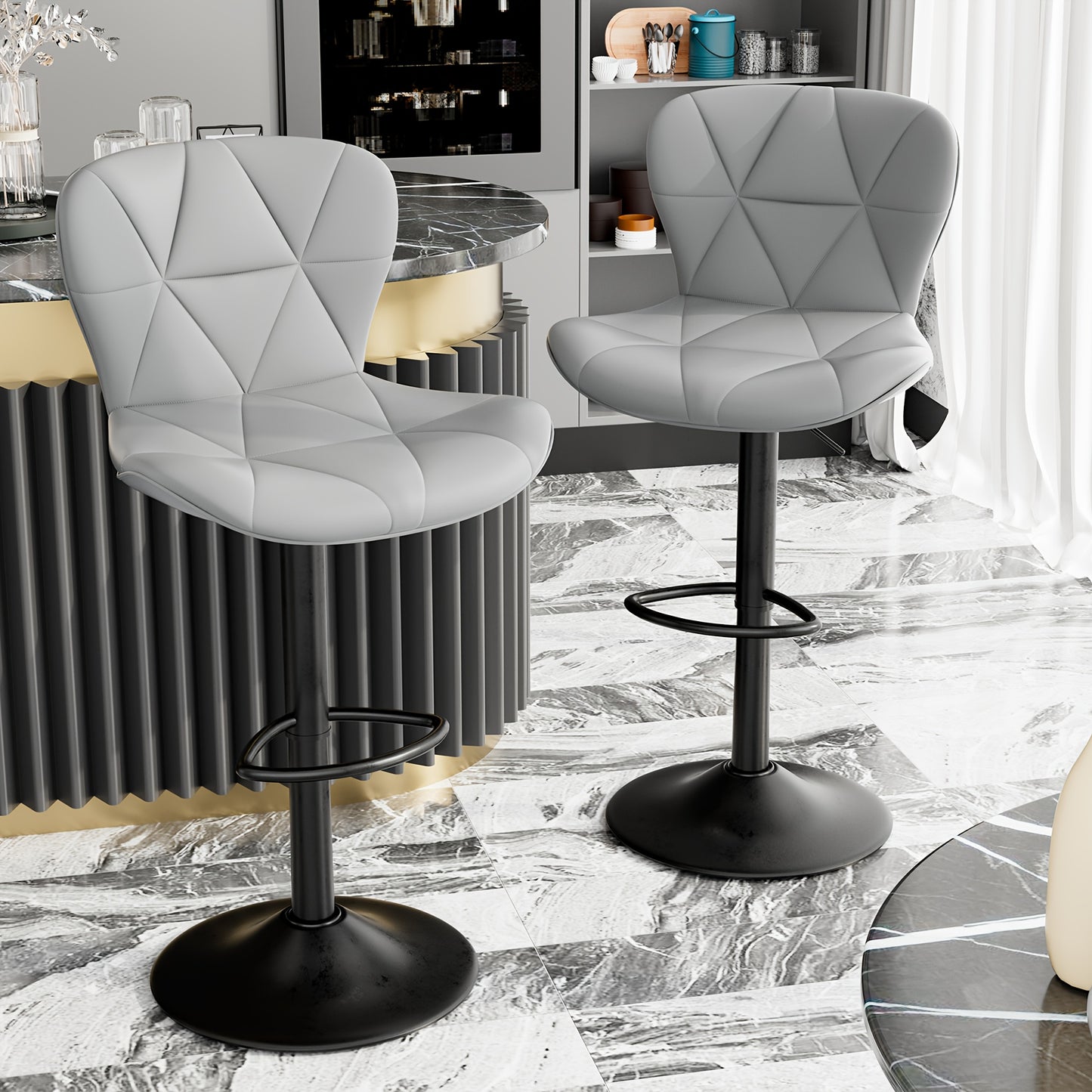 FIJINHOM Adjustable Faux Leather Swivel Bar Stool Cushion