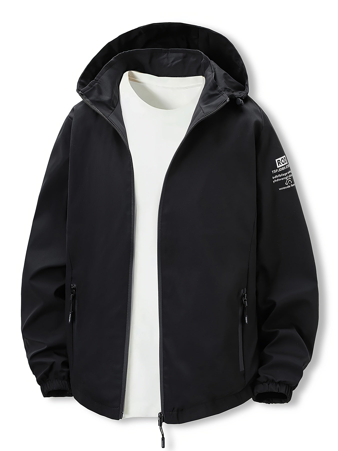 3pcs Men's Korean Style Casual Hooded Jackets Lightweight Polyester Zip Up Windbreaker with Pockets All Season Outdoor Hiking and Daily Wear Black Grey Navy Blue