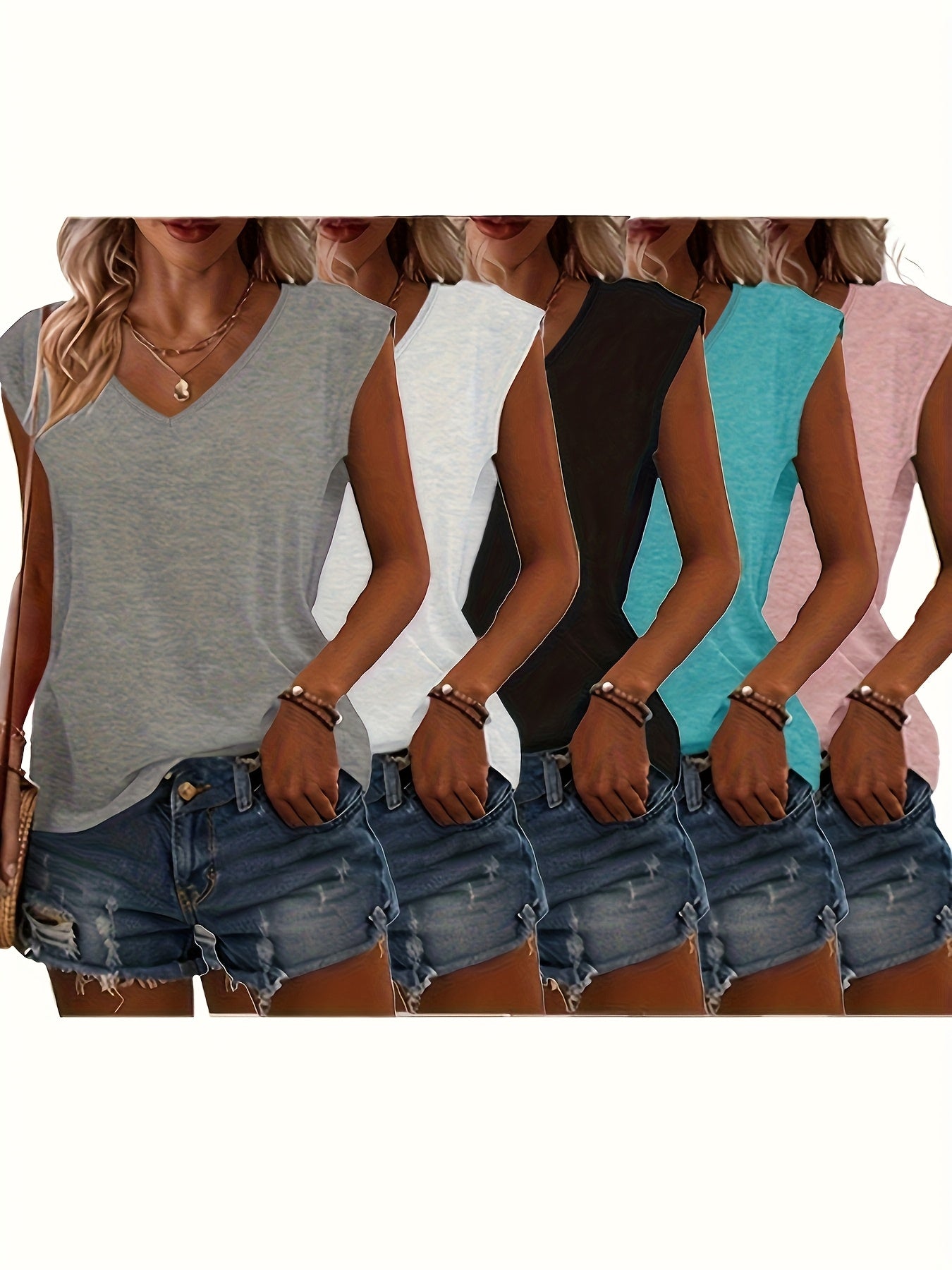 V Neck Casual Short Sleeve T Shirts For Women Everyday