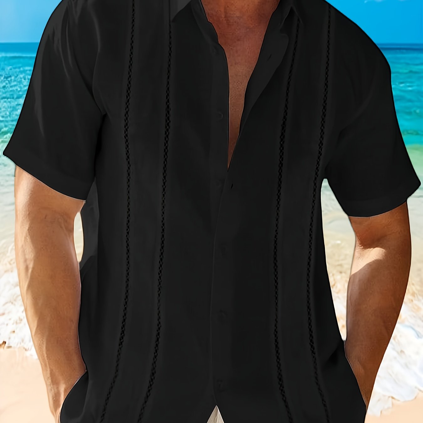 Mens Short Sleeve Guayabera Shirts Button Down Summer Tops