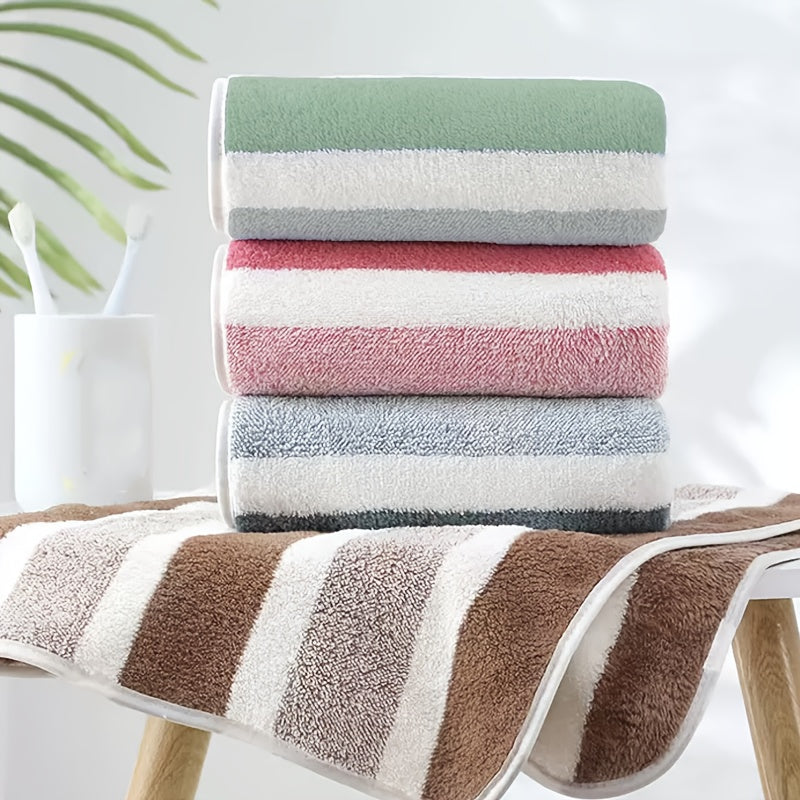 4 Piece Striped Microfiber Bath Towels Super Soft Quick Drying Absorbent Light Beige Great for Home and Family Bathrooms 27.56 X 55.12 Multicolor Pack