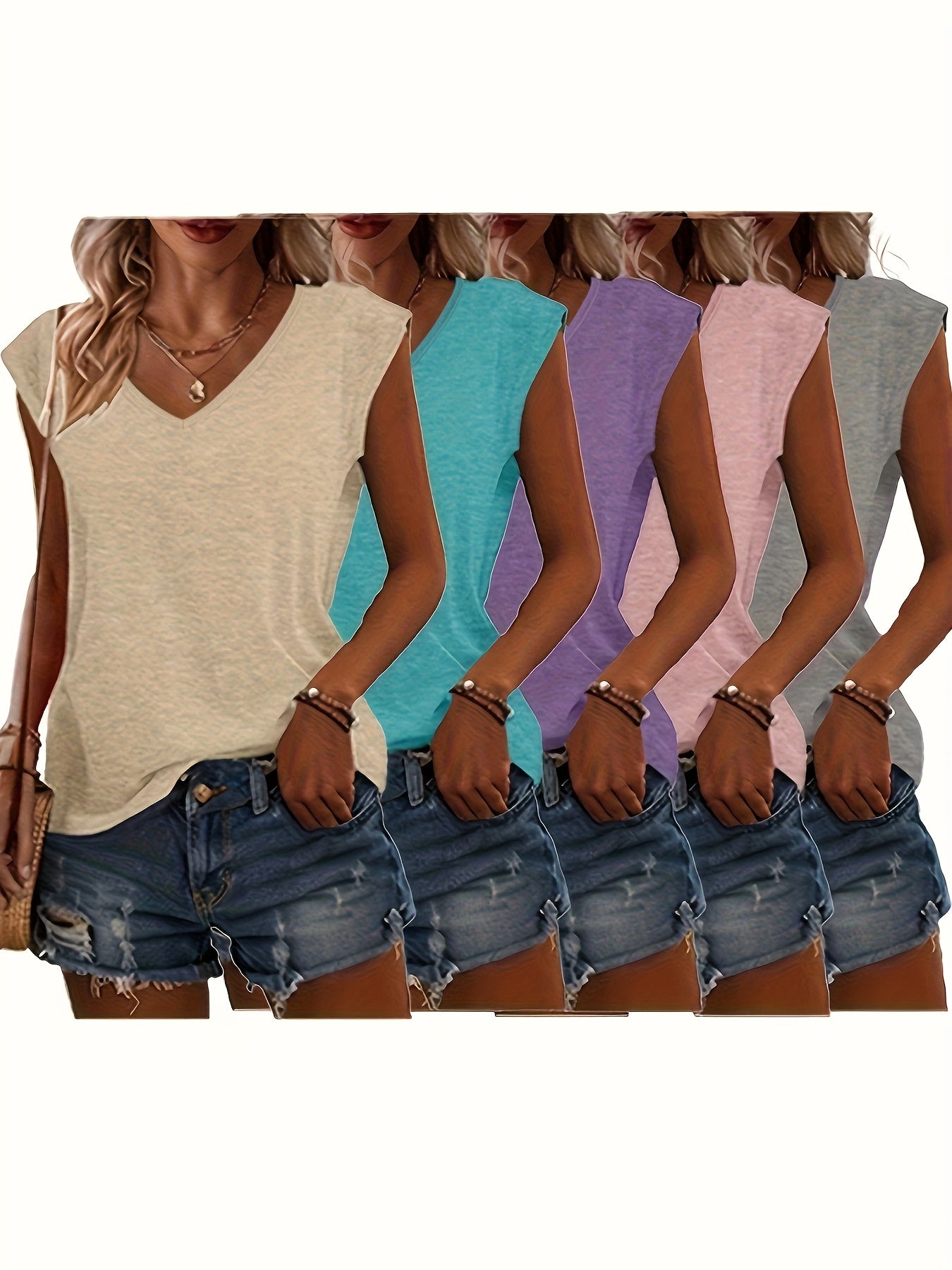 V Neck Casual Short Sleeve T Shirts For Women Everyday