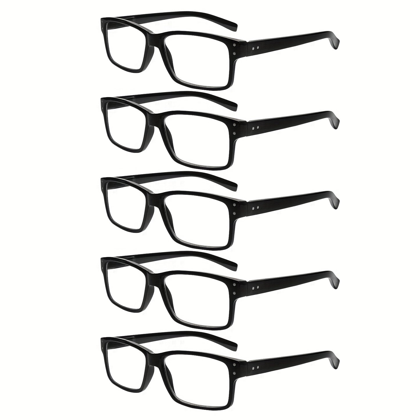5-Pack Stylish Reading Glasses for Men and Women Lightweight Blue-Light Blocking Rectangle Frame Eyeglasses