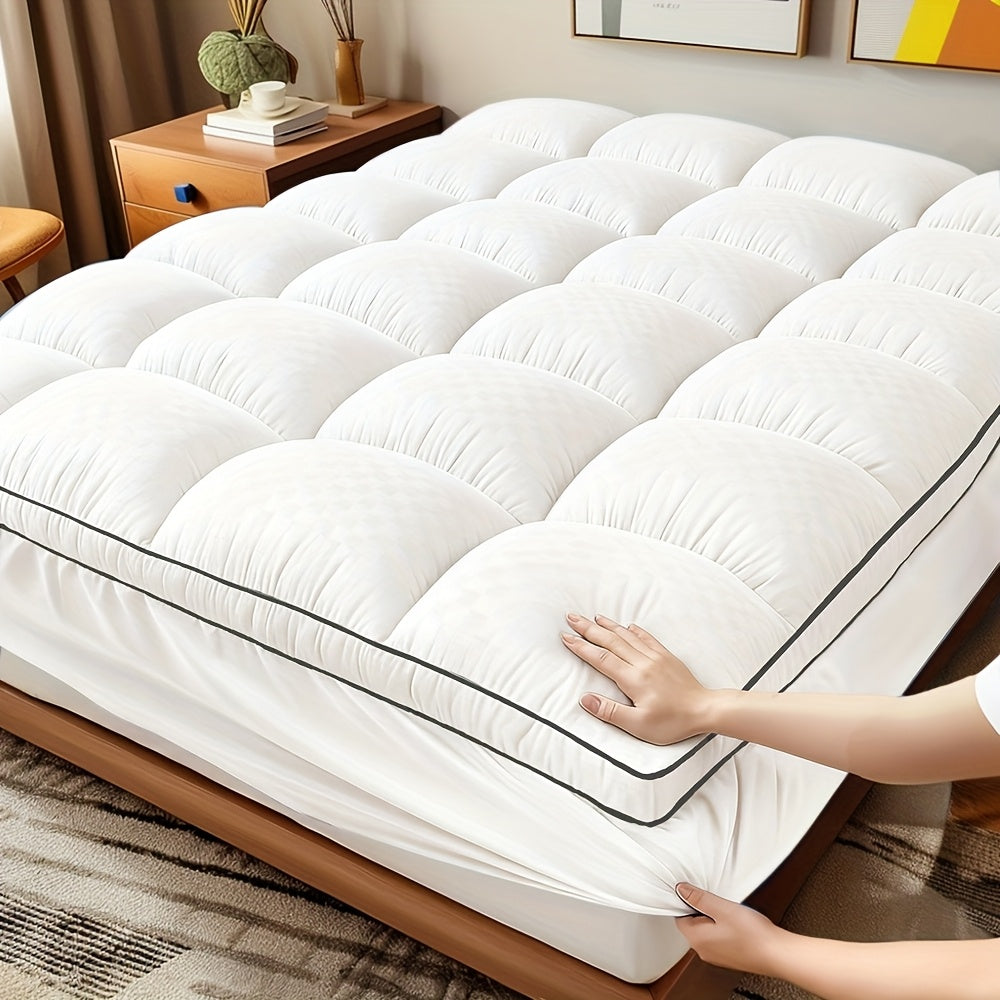 Extra-Thick Mattress Cover with Cushioning Layer - Spill-Proof & Stain-Resistant Bed Topper, Machine Washable Breathable Suitable for Bedrooms, Dorm Beds, Rooms, Care - Fit for All Mattresses (No)