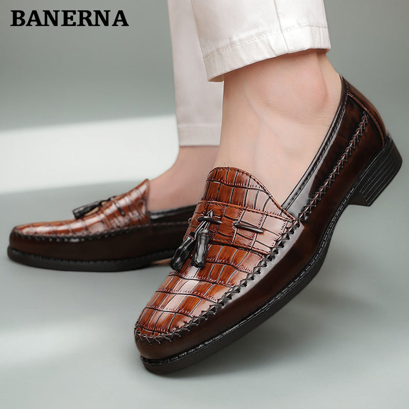 Men's Business Casual British Style Loafers Leather Slip On