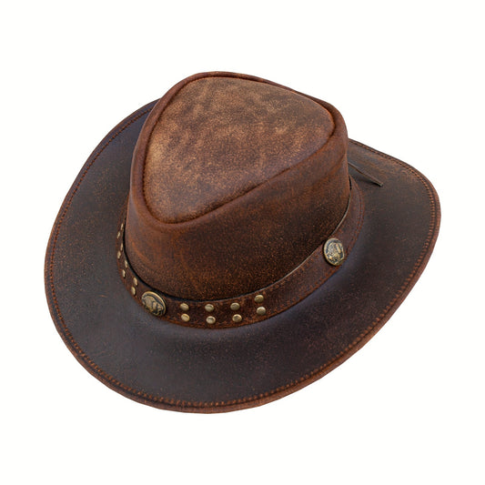 Dream Apparel Australian Cowboy Leather Hat Unisex Lightweight Wide Brim